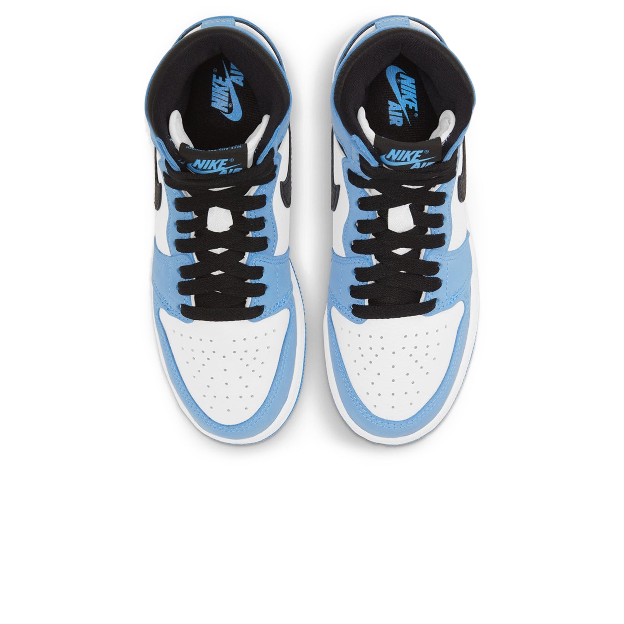 Top down view of Air Jordan 1 University Blue Black (GS) 575441-134